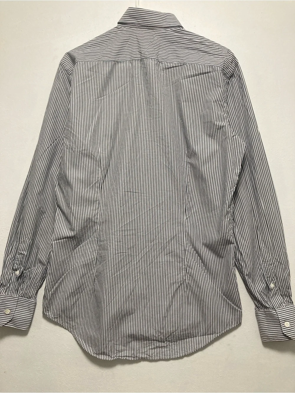 LANVIN Paris Made In Italy Multi Stripe 100% Cotton Dress Shirt Size 39 15.5